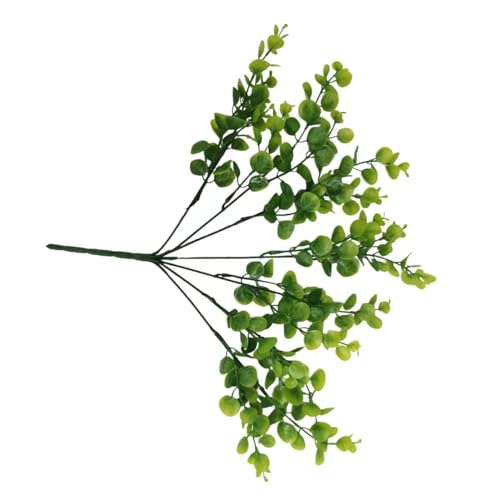 8 Bundles Multi colored artificial eucalyptus leaves, plastic plants, outdoor plants, indoor decorative artificial plants, porch window frames, green plant decorations (8, Pure light green) - color: Pure Light Green