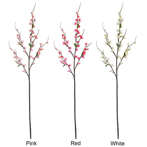 NFNSIG Artificial Peach Blossom Branches 37inch Long Stem Cherry Blossom Flowers Silk Cherry Blossom Branches for Wedding Office Party Hotel Yard Home Decor(White) - color: White