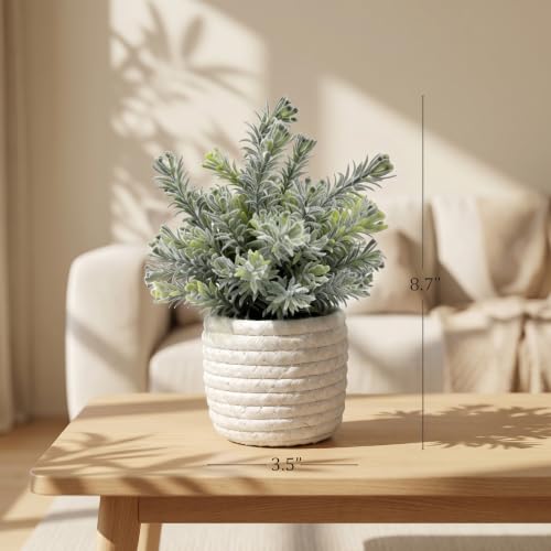Hopewood Small Artificial Plants Eucalyptus with a Weave Basket Potted Plants for Home Office Desk Farmhouse Indoor Decor - color: Green Plant Style B