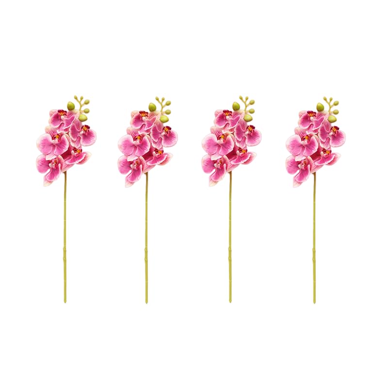 4-Pcs Artificial Flowers Real Touch Latex Phalaenopsis 17.7inch Artificial Orchid Stem Bouquets for Wedding Party Home Garden Decor (Light Purple) - color: Light Purple