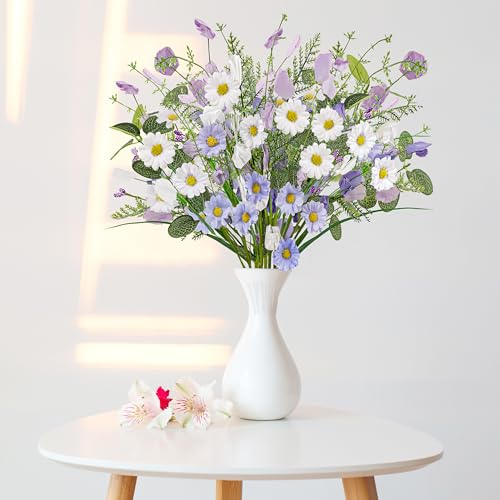 Yen Jean 8 Bundles Spring Artificial Fake Flowers Decor - Faux Silk Wildflower Bouquet Decorations for Home Vase Table Centerpieces