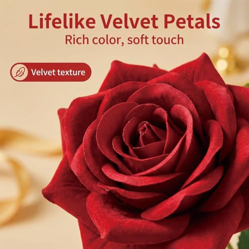 Red Artificial Roses Bulk,4in Large Fake Velvet Roses Faux Giant Flowers(50 - color: Red