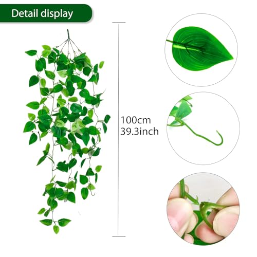 Freyalife Fake Hanging Plants for Room Decor, Artificial Ivy vines Greenery Leaves Garlands for Home Aesthetic living Bedroom kitchen Office Wall patio Bookshelf, Indoor,Outdoor decorations(No Basket)