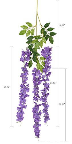 Duovlo 12 Piece Artificial Silk Wisteria Vine 3.6 Feet Ratta Hanging Flower Garland String Home Party Wedding Decor(Purple) - color: Purple