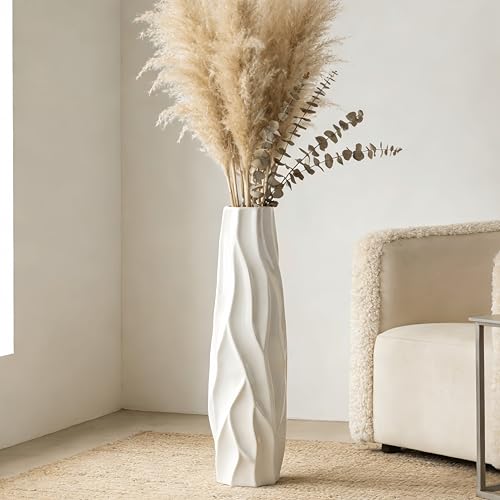 Large Floor Ceramic Tall Vase 28 Inches,White Modern Flower Tall Vases for Office, Home,Farmhouse,Living Room Décor,Simple Origami Design Fall Decorative Porcelain Flower Arrangement Vase Ideal Gift - color: Shape 2, size: 28 inch