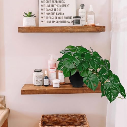 DILATATA Fake Plants Indoor 9 Inch Artificial Monstera Plant in Black Plastic Pot - Faux Potted Tropical Palm Plant for Home Aesthetic Decor Living Room Shelf Office - color: Monstera #Plastic#style 2
