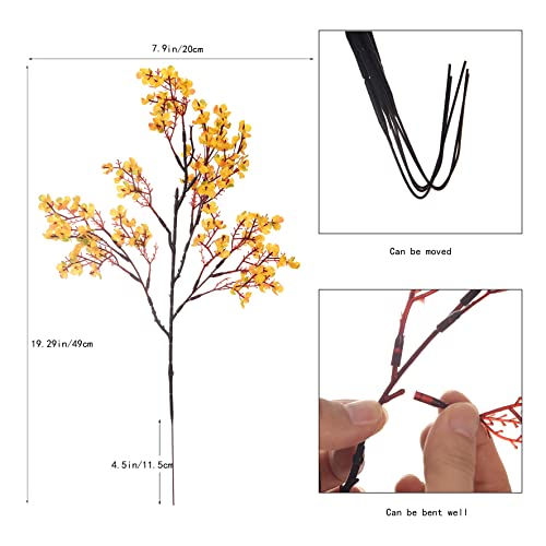 15PCS Artificial Baby Breath Flowers Fake Silk Real Touch DIY Floral Bouquets Decor Wedding Party Decoration Arrangements-Orange - color: 15pcs-orange