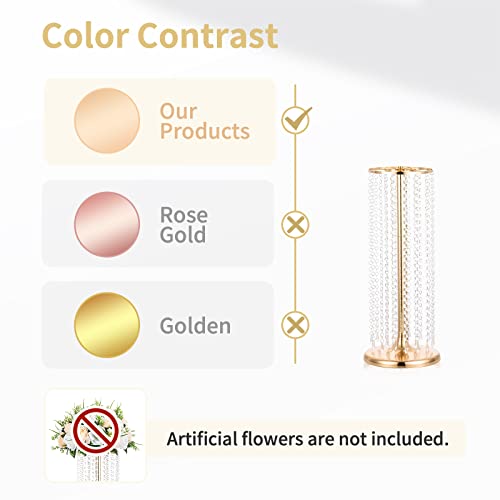 Nuptio 2 Pcs 23.6inch Tall Gold Crystal Wedding Centerpieces Flower Vases for Party Tables Decorations - color: Gold, size: 2 Pcs 23.6 inch