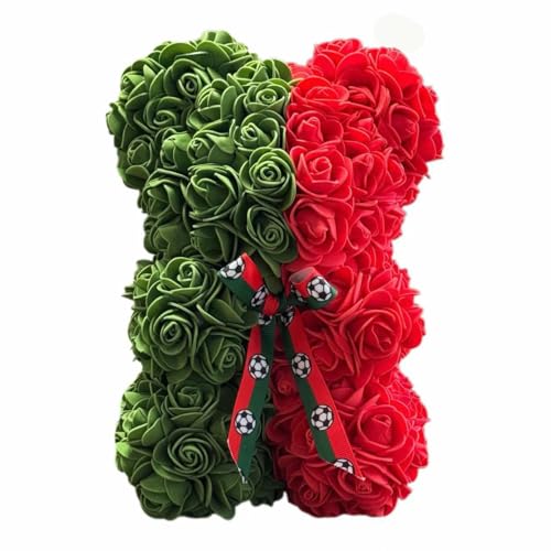 Portugal Artificial Rose Flower Bear,Perfect Romantic Gift for Her, Valentine's Mother's Day, Christmas, Birthday,Thanksgiving Party Anniversary Girl Friend Wife Light Strips and Greeting Cards (PT) - color: Pt