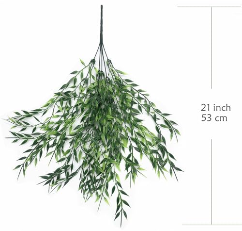 Artificial Weeping Willow Plants, Fake Hanging Vines Decor Plastic Greenery Leaves Faux Ivy for Home Indoor Outdoor Garden Door Wall DIY Basket Planter Filler Wedding Party Decorations Green - 8 Pack - color: Weeping Willow Vines/ 8 Pcs