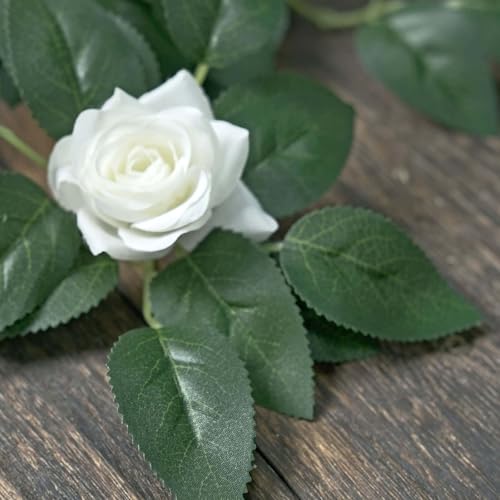 Efavormart 100 Pack Frosted Green Artificial Rose Leaves, Bulk DIY Silk Greenery for Wreath Making, Corsages and Professional Floral Crafts - color: Frosted Leaf01