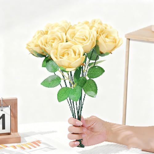 100 Pcs Premade Satin Ribbon Rose Petals Half-Finished Crafting DIY Eternal Flowers Bouquets (Golden Champagne) - color: Golden Champagne