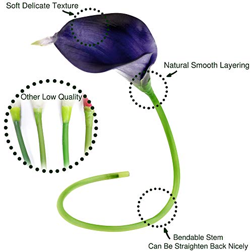 FiveSeasonStuff Real Touch Calla Lily Artificial Flowers Wedding Bridal Bouquet | Floral Arrangements | 15 Calla Lilies (Mystic Blue Violet) - color: Mystic Blue Violet