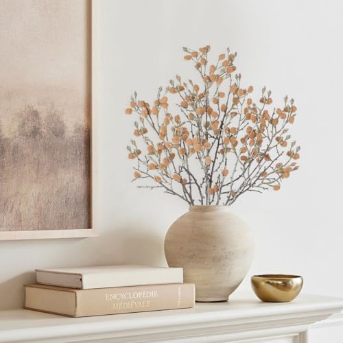 GnFlus 3Pcs Artificial Cotton Branches Fake Flowers for Spring Winter Indoor Boho Decoration,Faux Long Stem Artificial Flowers for Wedding Home Office Bedroom Party Table Centerpieces Decor Brown - color: Cotton - Brown