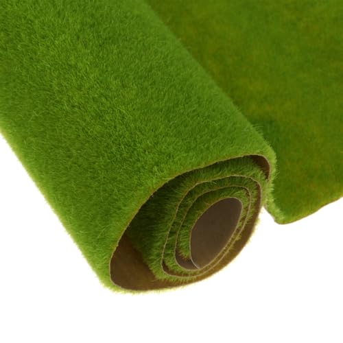 MECCANIXITY 5pcs Artificial Model Grass Mat 14" x 20"(35cm x 50cm) Light Green Small Realistic Fake Turf for Garden Lawn Decoration Model - color: Light Green