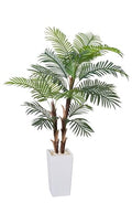 HAIHONG Artificial Palm Tree 6FT, Fake Tree with Realistic Fiber Trunks and White Tall Planter, Faux Tropical Areca Floor Plant in Pot,Artificial Silk Plant for Home Decor Office Decor