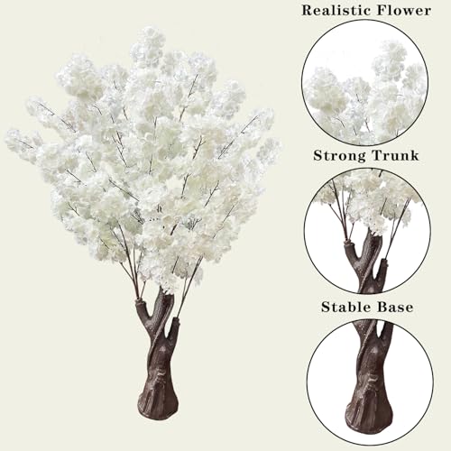 Artificial Cherry Blossom Tree, 4.3FT 2 Pack White Faux Cherry Blossom Tree for Home, Wedding & Party Decoration, Indoor & Outdoor - color: White 2pack