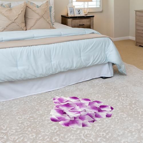 JHFGJGH 500 Pcs Exquisite Purple&White Rose Petals, Emulation Silk Rose Petals, Artificial Flower Petals for Romantic Nights, Weddings, Events, and Valentine's Day Deco (Purple&White) - color: Purple&white