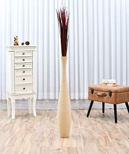 Leewadee Tall Vase Filler, Natural Grass Stems – 2 Bunches of Colored Branches for Vases, Carefully Dried Twigs for Home and Bar Decoration, 45 inches, Bordeaux - color: Bordeaux, style: Dried Grass