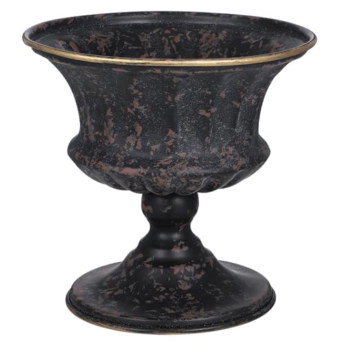 SEWACC Flower Vase Iron Flower Pot Vintage Urn Planter Floral Arrangement Pot for Home Office Window - color: Black