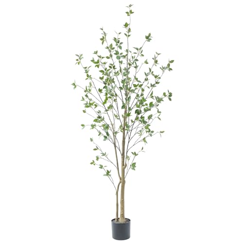 Bellacat 6ft Artificial Minimalist Citrus Tree with Lifelike Leaves, 72in Faux Citrus Tree with Realistic Trunks, Faux Tree Indoor Outdoor for Home Office Living Room Bedroom Porch Decor. - color: Black, size: 6ft