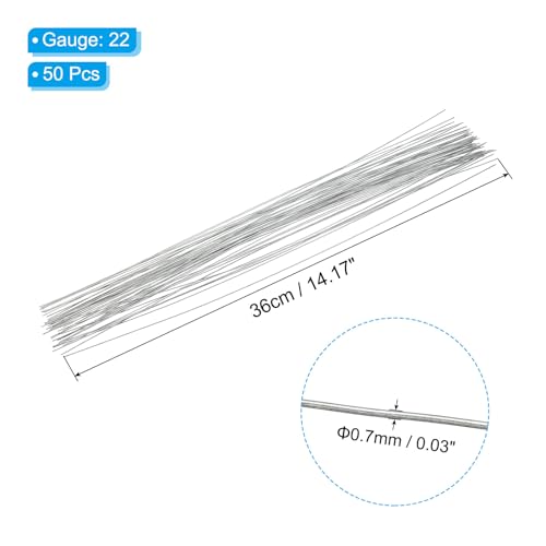 PATIKIL 22 Gauge 14" Floral Stem Wire, 50 Pcs Paper Wrapped Iron Artificial Flower Stem Accessories for DIY Bouquet Stem and Craft Decoration, Silver Tone - color: Silver Tone