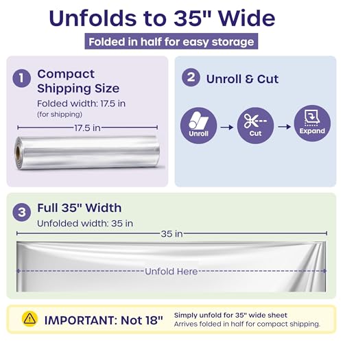 volila Clear Cellophane Wrap Roll (35 in x 50 ft) - 3 Mil Thick Cellophane Wrap for Gift Basket, Treats, Flower Wrapping, Clear Wrapping Paper (35" folds into 17.5") - color: Clear 35 in x 50 ft
