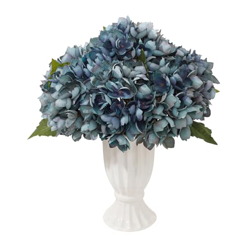 8PCS Lifelike Artificial Silk Hydrangea Flowers, Fake Hydrangea Flowers Bouquet with Stems, Full Faux Hydrangea for Home Decor Wedding Table Party Office Decor(Dusty Blue) - color: Small-dusty Blue