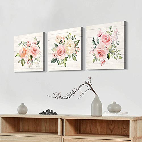 Hardy Gallery Nature Picture Floral Arts Paintings: Bloom Antique Roses Bouquet Graphic Artwork Print on Wrapped Canvas For Walls - color: Roses Bouquet, size: 16'' x 16'' x 3 Panels