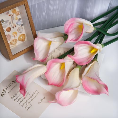 8 Pcs Calla Lily Artificial Flowers 26 Inch Lilies Flowers Floral Bouquet for Home Table Party Wedding Decor (Light Pink) - color: Light Pink