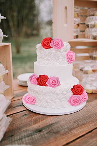 100pcs Red Foam Roses Heads,3inch Pink Faux Flowers Artificial Rose Stemless Fake Flower Bulk for DIY Floral Crafts,Cake Decoration Wedding,Baby Shower Flower Centerpieces(Red, Pink) - color: Shades of Red Pink