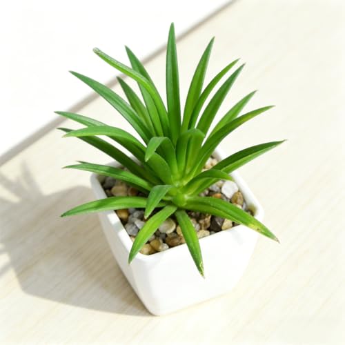 Artificial Succulent Plants in Pot - 1Pcs Small Sword Grass Realistic Fake Potted Succulents for Home Decor, Desk, Office, Bathroom, Windowsill - Indoor Houseplant for Bedroom, Kitchen, Shelf - color: Small Sword Grass