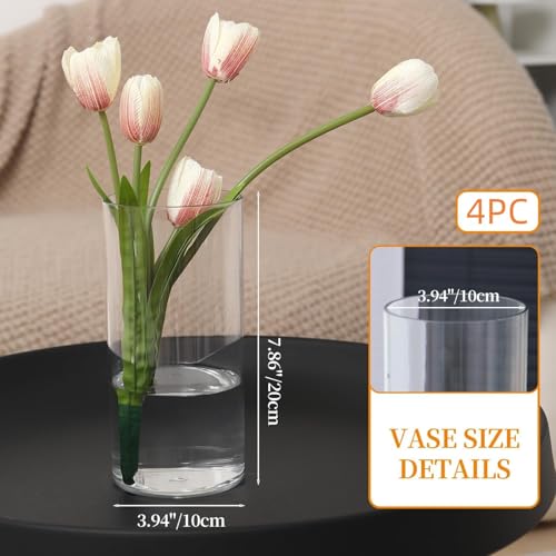 4 Pack Flower Vase Acrylic Cylinder,7.86" Tall Clear Vase for Centerpieces,Wedding Decorative,Home Décor, Non Breakable Plastic, 3.94"X7.86" Tall Round - Clear - size: Set of 4 - 3.94"x7.86"