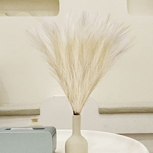 6 PCS Faux Pampas Grass Arrangement - 18"/45cm Artificial Fluffy Pompous Grass Stems for Boho Chic Home and Wedding Decor (Beige) - color: A6- Beige