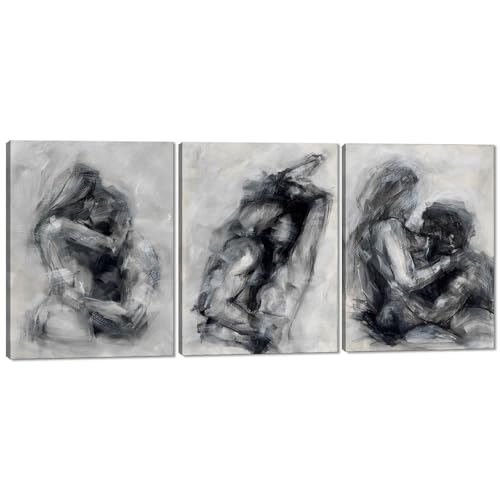 3 Pieces Black and White Sexy Wall Art Sexy Couples Canvas Wall Art Pictures Abstract Nude Art Posters Modern Abstract Artwork for Bedroom Bathroom Wall Decor 12x16inchx3pcs - color: Art15, size: 12x16x3pcs