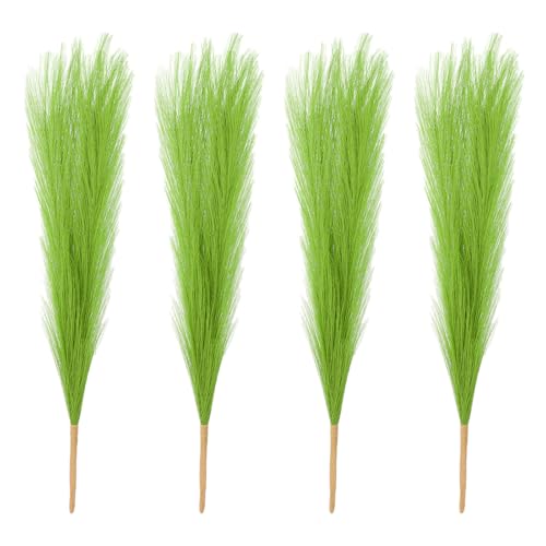 PATIKIL 17 Inch Faux Pampas Grass, 4 Pcs Boho Decor for Home Decoration Artificial Tall Fluffy Stems for Wedding Flower Party Vase Arrangement Centerpieces, Grass Green - color: Grass Green