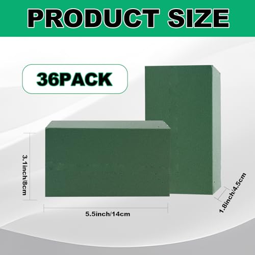 TANEMUDO 36 Packs Floral Foam Blocks Wet & Dry for Flower Arranging,5.5 x 3.1 x 1.8 Inches Floral Styrofoam Blocks Kit for Fresh and Artificial Flowers, Wedding and Home Decor