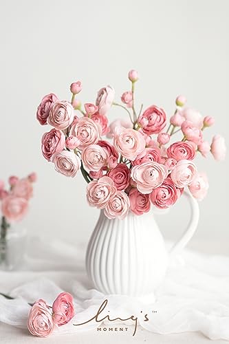 Ling's moment Ranunculus Artificial Flower, Faux Silk Mini Ranunculus Flowers for DIY Bouquet, Bulk Fake Wedding Filler Flowers for Centerpieces Arrangements Bridal Shower Decorations, Dusty Rose - color: Pk-dusty Rose