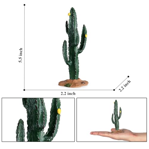 EOIVSH Desert Animal Figurines Set with Model Cactus - Artificial Greenery Plant Fake Cacti - Desert Diorama Project - Great for Sand Table Landscape Scene Accessories Decoration - style: Cacti