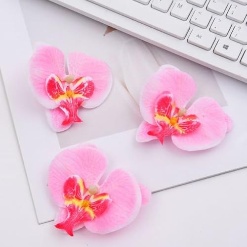 Corkwaw 50 Pcs Orchid Petals Artificial Decorations Orchids Heads Flowers Faux Silk Phalaenopsis Butterfly Flower Heads for Handmade DIY Home Wedding Party Decoration (Pink) - color: Pink