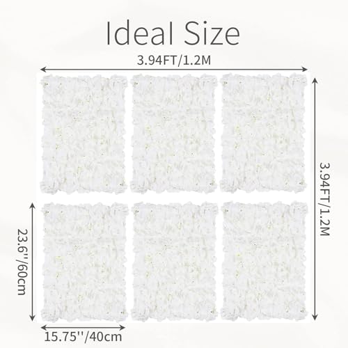 Flower Wall Panel Backdrop: 6 Pcs 24 x 16 Inch White Artificial Hydrangea Floral Panels - color: White, size: 6 PCS