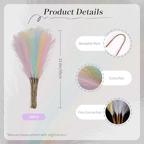 50Pcs Easter Pampas Grass Decor Pastel Color Artificial Easter Decor for Home, Spring Decorations for Table Centerpieces, Vases, and Basket, and Christmas - color: Mixed Color2