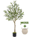 Warmplants Artificial Olive Tree, 4ft Tall Fake Olive Leaves Plant with Basket, Indoor Outdoor Faux Olive Topiary Silk Tree for Home Livingroom Office Décor - size: 4ft