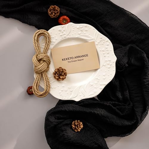 Keketoarrange 3pcs Halloween Table Runner Black Cheesecloth Gauze Rustic Premium Cotton Cheese Cloth Table Runner 120 Inch 10 FT for Wedding Bridal Baby Shower Long Sheer Boho Decorations - color: Black, size: 35"x120"(Pack of 3)