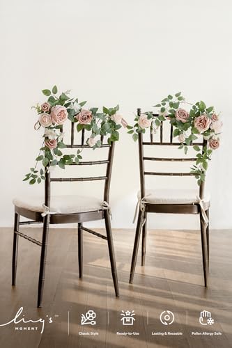 Ling's moment 6Pack 1.8ft Artificial Flowers Garland Dusty Rose Lantern Arch Floral Centerpieces Wedding Aisle Decor Chair Flower for Mantel Signs Table Window Cake Decoration（not Including Lanterns） - color: Pk-dusty Rose & Cream