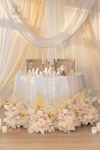 TINGE TIME Free-Standing Artificial Flower Set of 2, Table Centerpiece with Rubber Pad, Silk Fake Flower for Wedding Centerpiece Archway Aisle Welcome Entrance (Champagne&Pink) - color: Champagne&pink