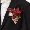 TINGE TIME Single Pocket Boutonniere for Man Groom, Best Man Boutonniere for Wedding, Prom, Homecoming, Anniversary, Graduation, Christmas Dinner(Burgundy) - color: Burgundy