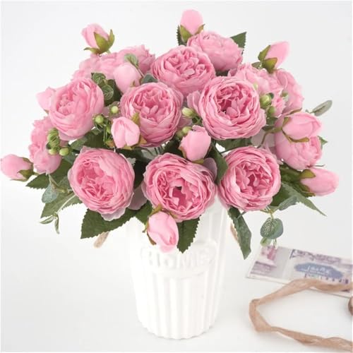 Artificial Peonies Flowers for Home Decor for Wedding Party Decor Rose Pink - color: Rose Red and Pink