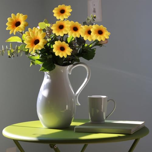 120Pcs Silk Artificial Gerbera Daisy Heads, 1.5 Inch Fabric Fake Chrysanthemum Flowers Floral Heads for Wedding, Party, Home, Beach Decoration and DIY Craft (Yellow) - color: Yellow