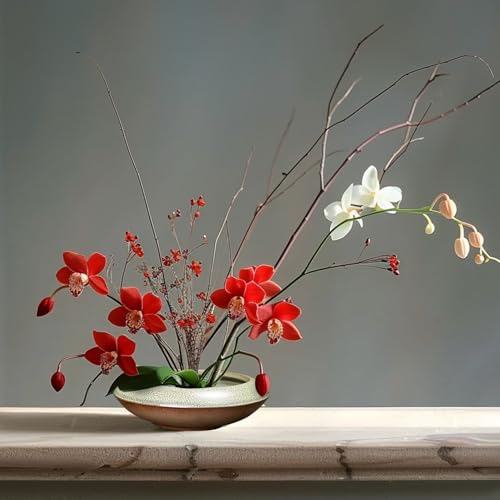 Ikebana Vase Kit Ceramic Flower Frog Vase with Stainless Kenzan Japanese Ikebana Flower Arrangement Pot for Floral Displays Moss & Hydroponic Plants Zen Decor Gift (Green Small Size) - color: Green Small Size